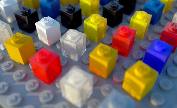 lego blocks on a base