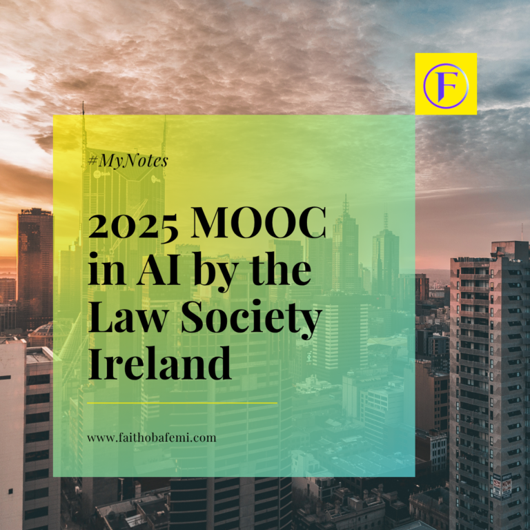 Faith's logo and the words 2025 MOOC in AI by the Law Society Ireland